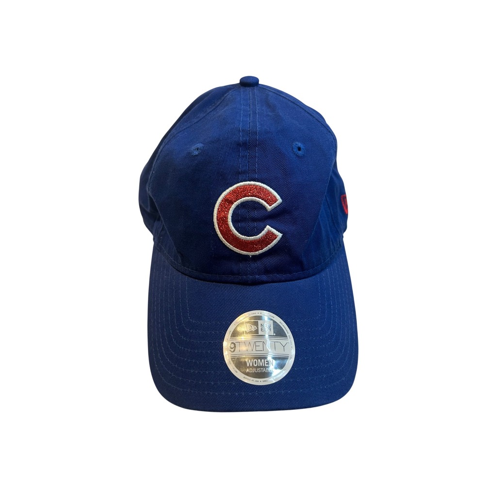 New Era 9TWENTY Chicago Cubs Women Adjustable Hat Blue Glitter Logo MLB Cap
